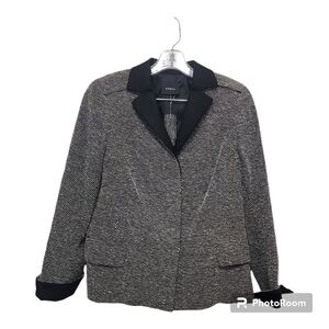 NWOT Akris Wool Black White Blazer Jacket Size 14